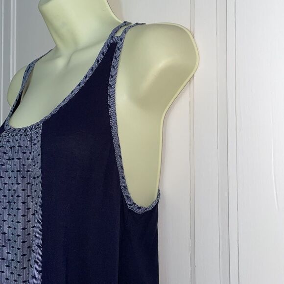 CAbi navy blue & white strappy rayon camisole/tank top - Picture 4 of 10